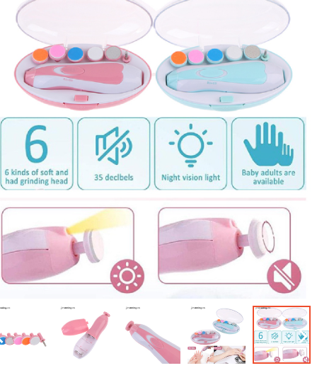 Kit de limas eléctrico de uñas para bebe y adultos con 6 cabezales