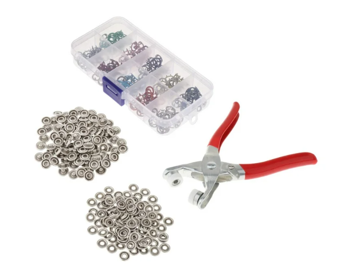 Kit de pinza con 100 botones a presion