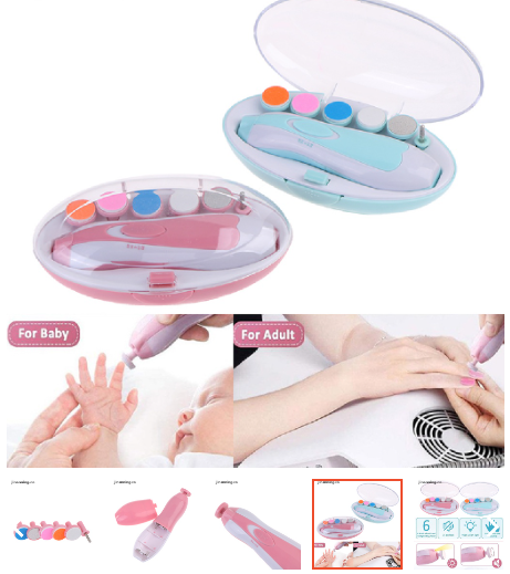 Kit de limas eléctrico de uñas para bebe y adultos con 6 cabezales