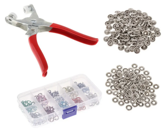 Kit de pinza con 100 botones a presion