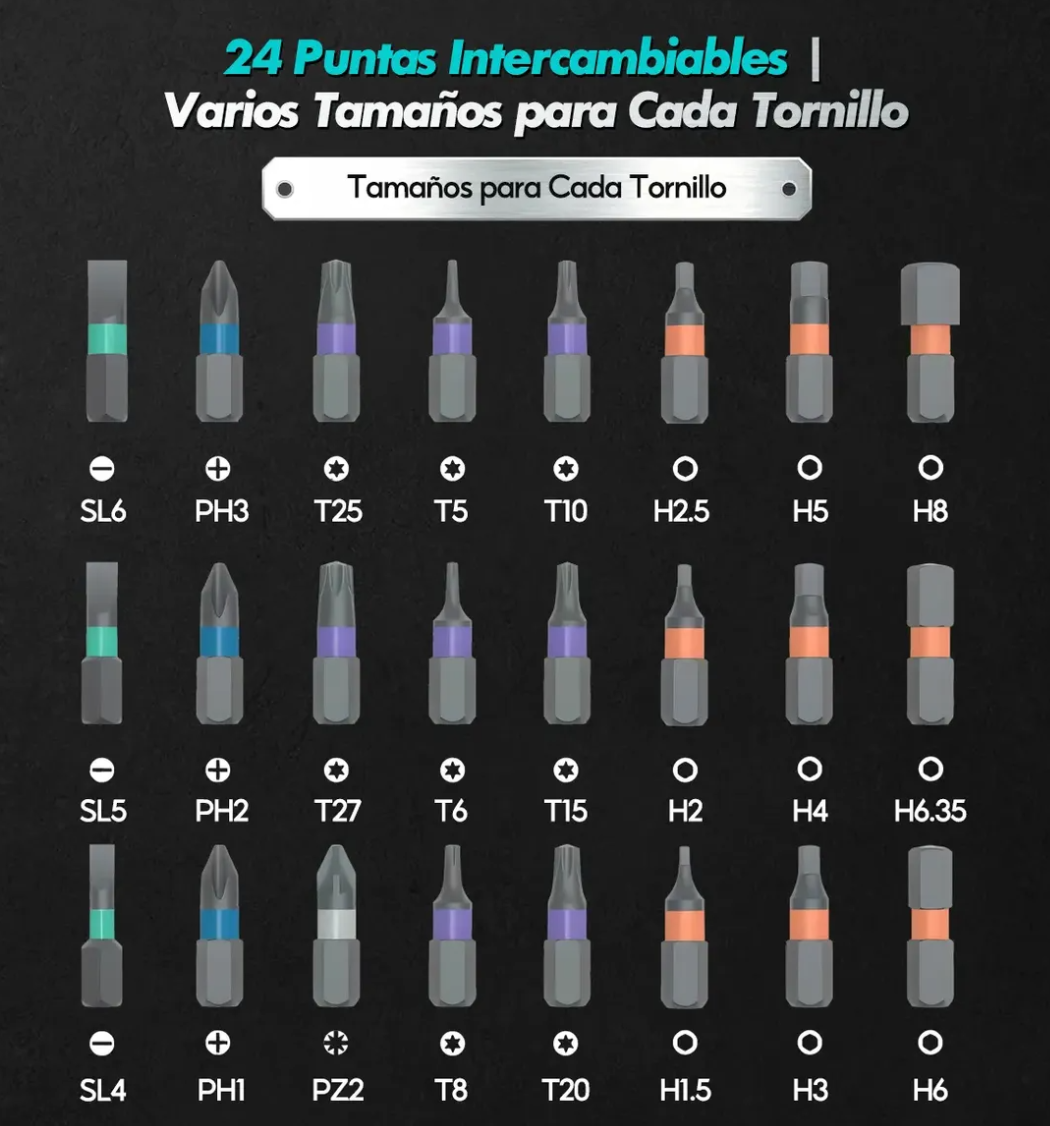 Kit destornillador magnetico 24 pcs